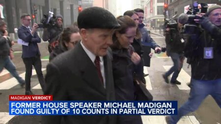 Michael Madigan found guilty on 10 counts in split verdict – NBC 5 Chicago