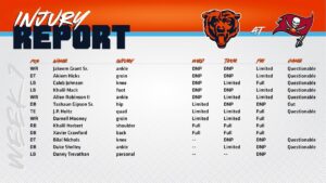 Bears Week 1 Injury Report: Edwards Doubtful, Johnson Questionable vs. Vikings – On Tap Sports Net
