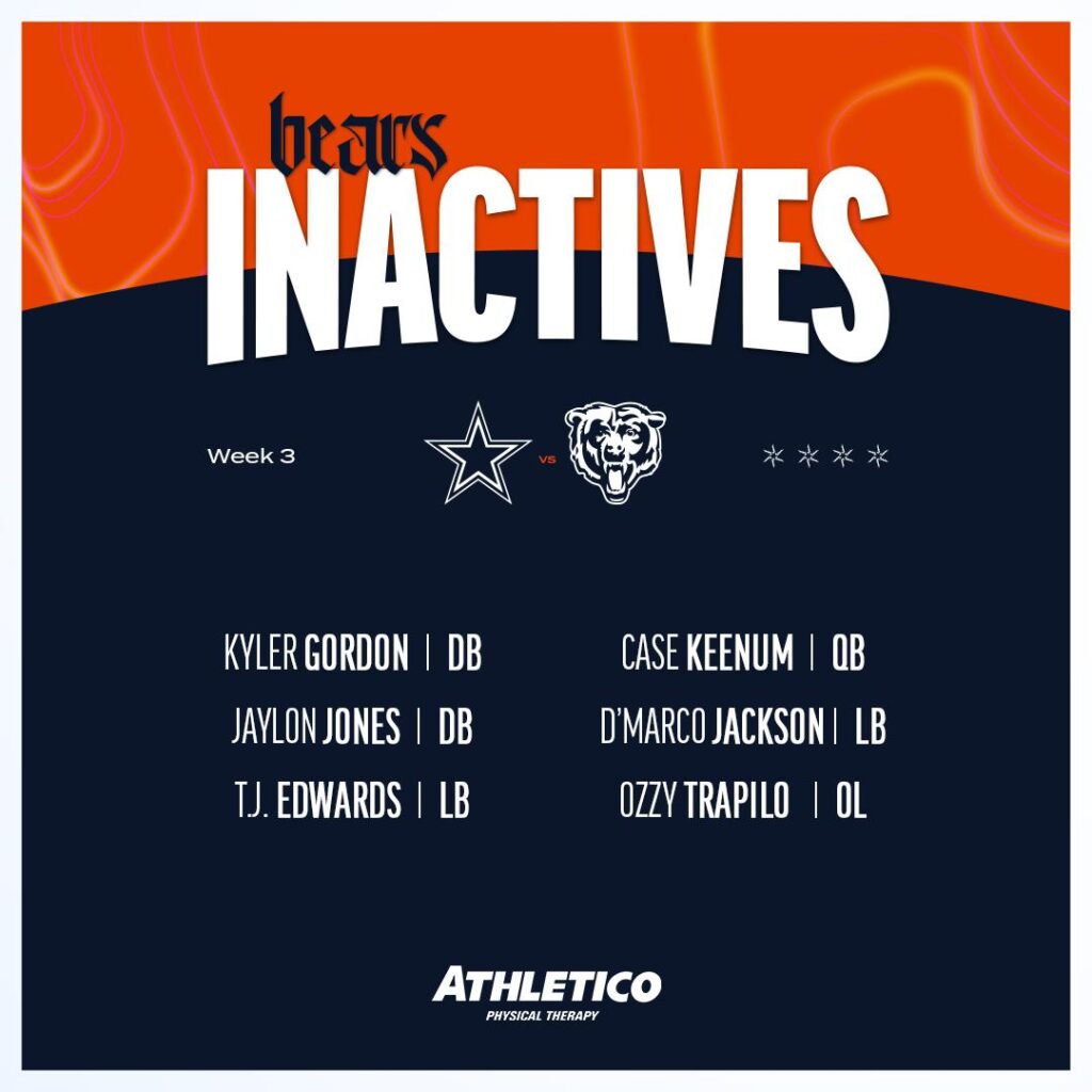 Bears inactives list: Cairo Santos out, Colston Loveland in for Chicago – NBC 5 Chicago